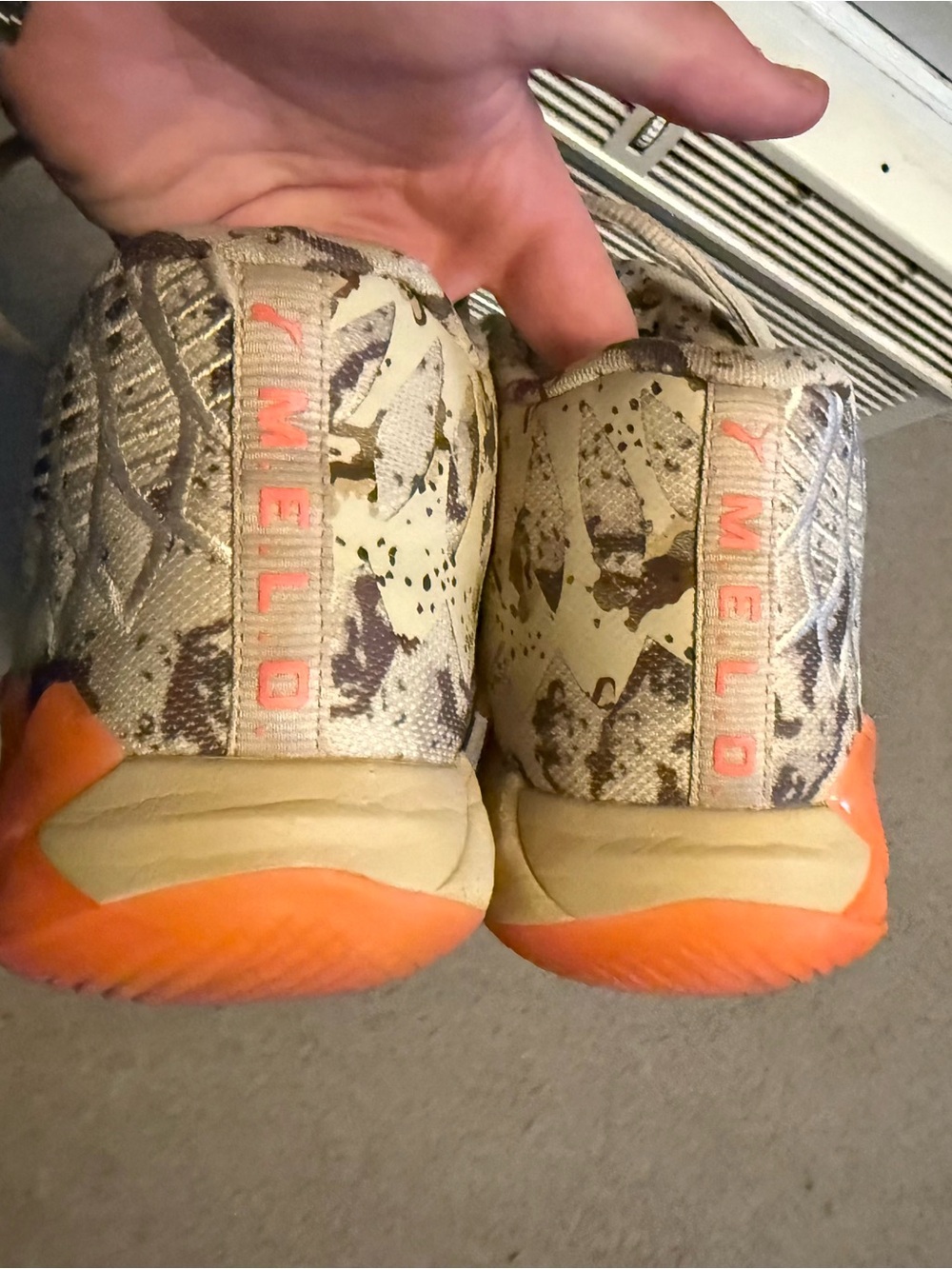 Lamelo Ball 1s Camo Print Sneakers with Orange Accents. size 9. Good Condition
